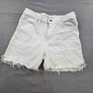 Levis 721 High‎ Rise Skinny Ankle Denim Shorts White Distressed Fray Hem Size 28